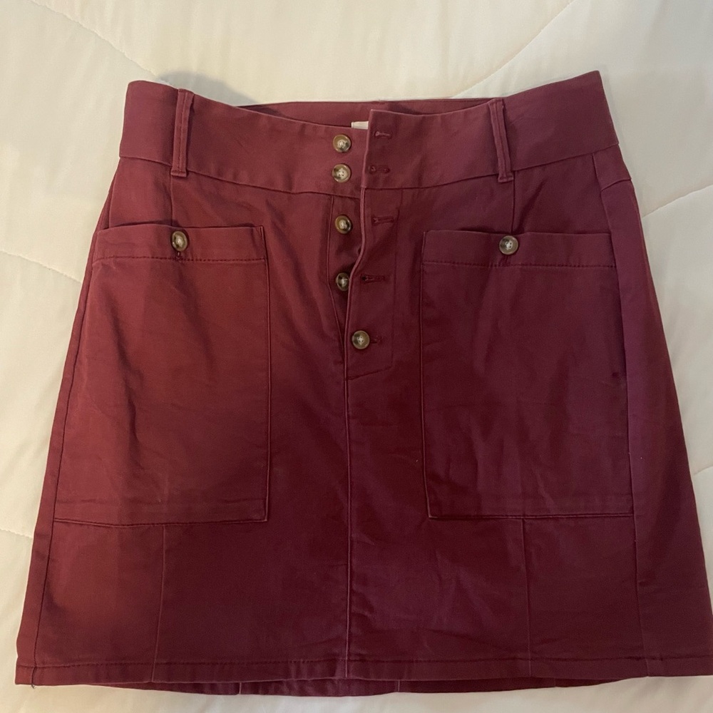 LOFT Red A-Line Mini Skirt Casual